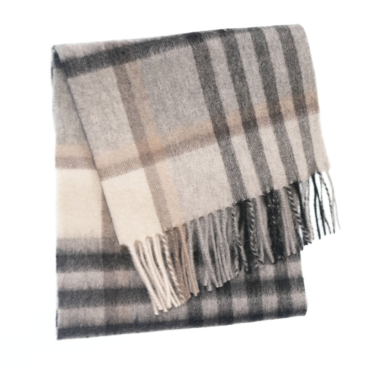 Edinburgh 100% Lambswool Scarf – Premium Soft Wool Wrap - Chequer Grey Light Yellow - Heritage Of Scotland -