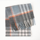 Edinburgh 100% Lambswool Scarf – Premium Soft Wool Wrap - Chequer Orange Grey Blue - Heritage Of Scotland -