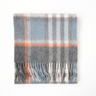 Edinburgh 100% Lambswool Scarf – Premium Soft Wool Wrap - Chequer Orange Grey Blue - Heritage Of Scotland -