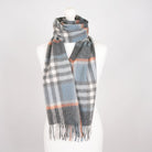 Edinburgh 100% Lambswool Scarf – Premium Soft Wool Wrap - Chequer Orange Grey Blue - Heritage Of Scotland -
