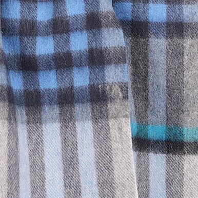 Edinburgh 100% Lambswool Scarf – Premium Soft Wool Wrap - Chequer Tartan Bright Blue and Grey - Heritage Of Scotland -