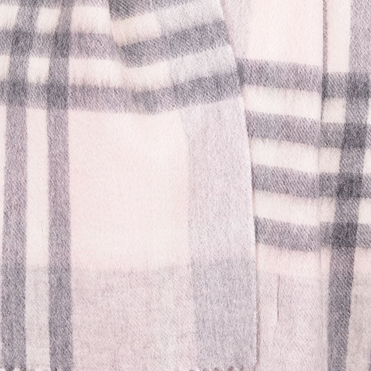 Edinburgh 100% Lambswool Scarf – Premium Soft Wool Wrap - Chequer Tartan Light Pink And Grey - Heritage Of Scotland -