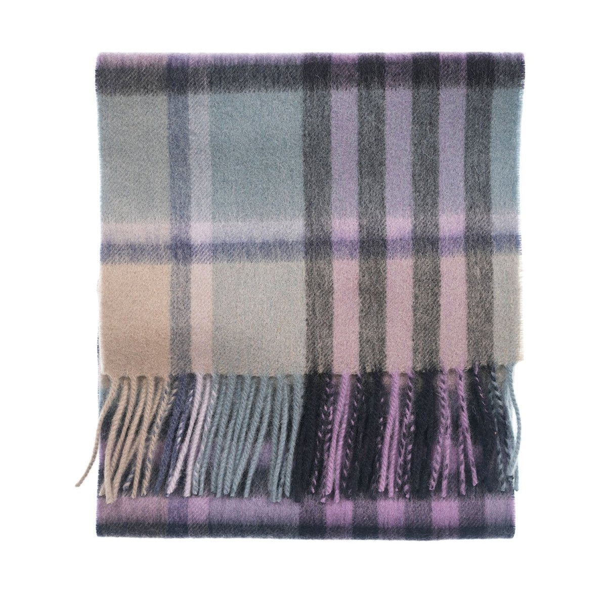 Edinburgh 100% Lambswool Scarf – Premium Soft Wool Wrap - Chequer Tartan Purple - Heritage Of Scotland -