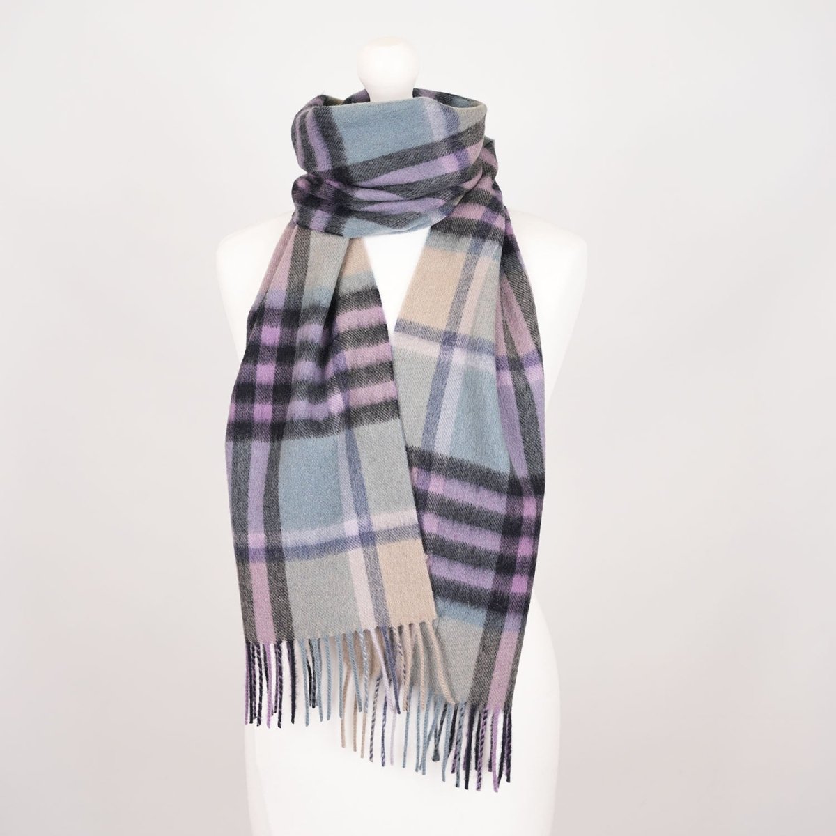Edinburgh 100% Lambswool Scarf – Premium Soft Wool Wrap - Chequer Tartan Purple - Heritage Of Scotland -