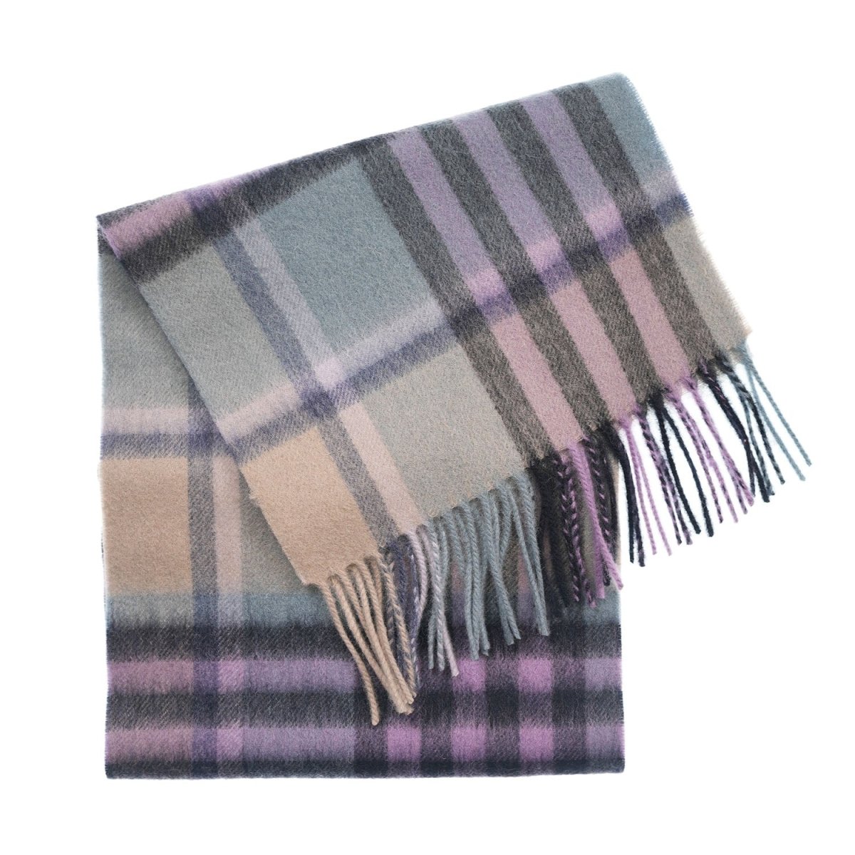 Edinburgh 100% Lambswool Scarf – Premium Soft Wool Wrap - Chequer Tartan Purple - Heritage Of Scotland -