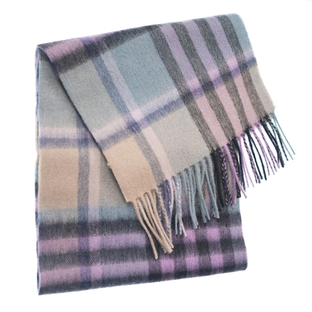 Edinburgh 100% Lambswool Scarf – Premium Soft Wool Wrap - Chequer Tartan Purple - Heritage Of Scotland -