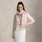 Edinburgh 100% Lambswool Scarf – Premium Soft Wool Wrap - Cluster Gingham Lilac - Pink - White - Heritage Of Scotland -