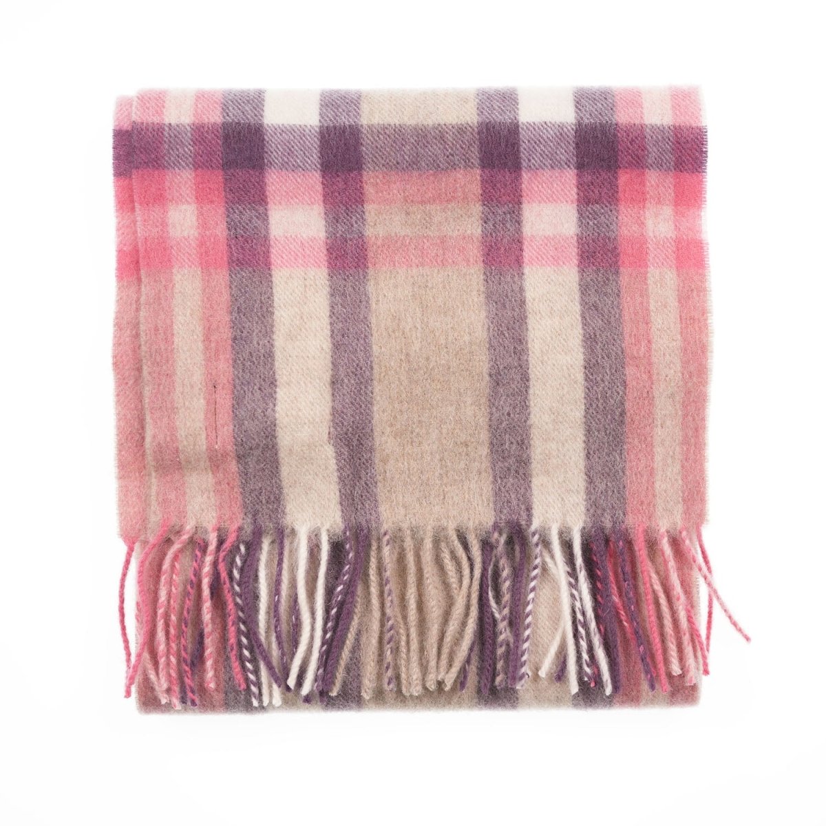 Edinburgh 100% Lambswool Scarf – Premium Soft Wool Wrap - Deco Check Peony - Heritage Of Scotland -