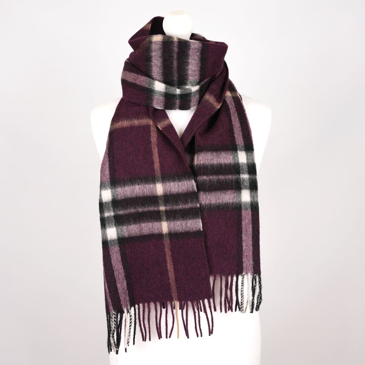 Edinburgh 100% Lambswool Scarf – Premium Soft Wool Wrap - Enlarged Off Centred Scotty Thom Cabernet - Heritage Of Scotland -