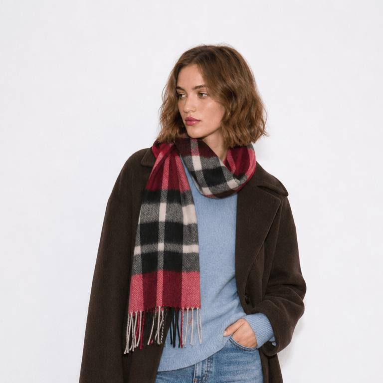 Edinburgh 100% Lambswool Scarf – Premium Soft Wool Wrap - Exploded Scotty Thomson Red - Heritage Of Scotland -