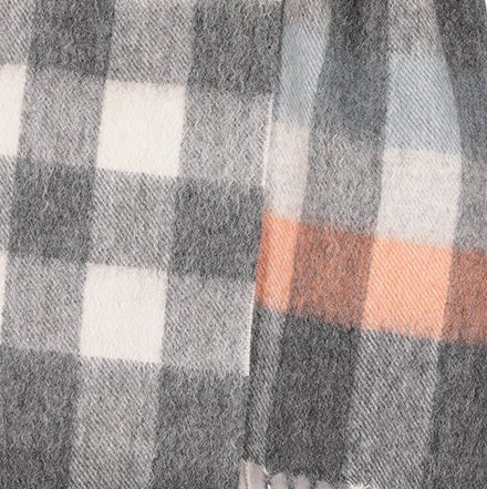 Edinburgh 100% Lambswool Scarf – Premium Soft Wool Wrap - Giant Chequer Grey - Heritage Of Scotland -