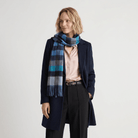 Edinburgh 100% Lambswool Scarf – Premium Soft Wool Wrap - Giant Chequer Navy/Blue - Heritage Of Scotland -