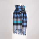 Edinburgh 100% Lambswool Scarf – Premium Soft Wool Wrap - Giant Chequer Navy/Blue - Heritage Of Scotland -