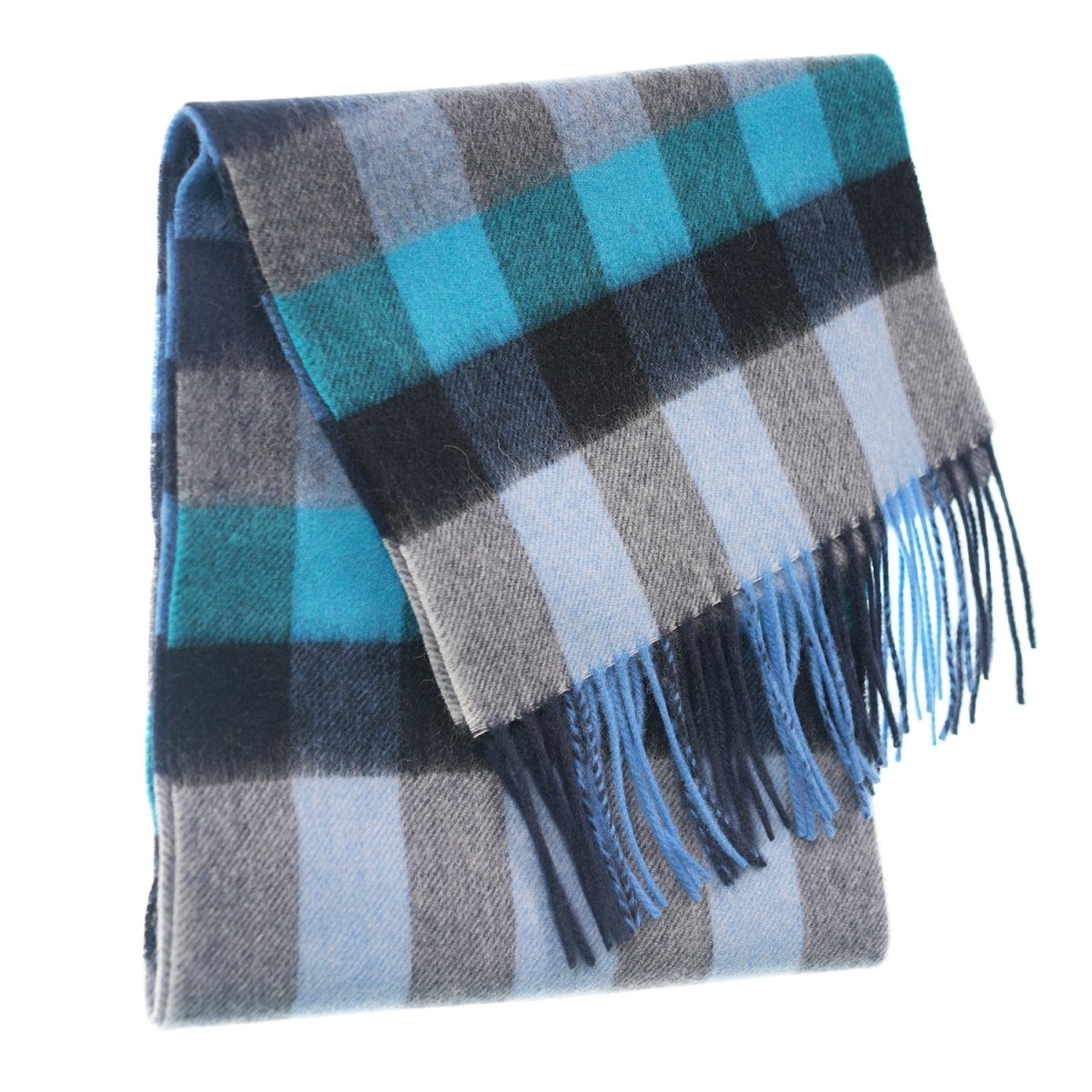 Edinburgh 100% Lambswool Scarf – Premium Soft Wool Wrap - Giant Chequer Navy/Blue - Heritage Of Scotland -