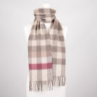 Edinburgh 100% Lambswool Scarf – Premium Soft Wool Wrap - Giant Chequer - Pink and Taupe - Heritage Of Scotland -