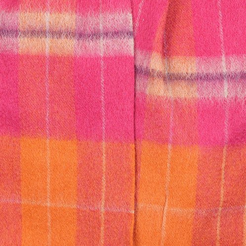 Edinburgh 100% Lambswool Scarf – Premium Soft Wool Wrap - Heivon Check - Radicchio and Oriental Ginger - Heritage Of Scotland -