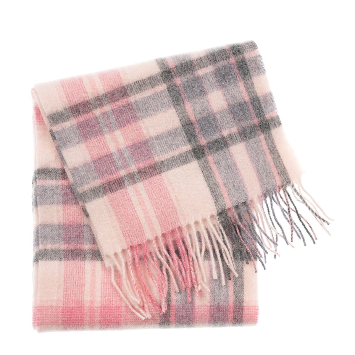 Edinburgh 100% Lambswool Scarf – Premium Soft Wool Wrap - Henold Light Pink and Derby Grey - Heritage Of Scotland -