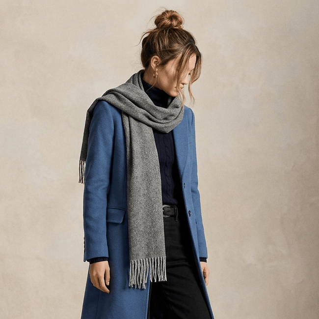 Edinburgh 100% Lambswool Scarf – Premium Soft Wool Wrap - Light Grey Charcoal - Heritage Of Scotland -