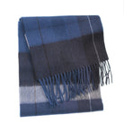 Edinburgh 100% Lambswool Scarf – Premium Soft Wool Wrap - Mixed Check - Blue - Heritage Of Scotland -
