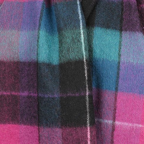 Edinburgh 100% Lambswool Scarf – Premium Soft Wool Wrap - Mixed Check - Magenta and Black - Heritage Of Scotland -