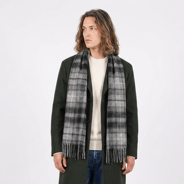 Edinburgh 100% Lambswool Scarf – Premium Soft Wool Wrap - MONOCHROME BUCHANAN - Heritage Of Scotland -