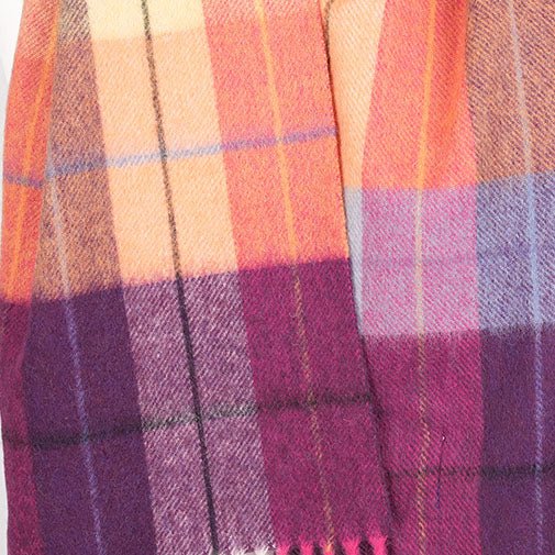 Edinburgh 100% Lambswool Scarf – Premium Soft Wool Wrap - Multi Windowpane - Ginger and Plum - Heritage Of Scotland -