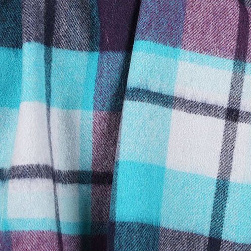 Edinburgh 100% Lambswool Scarf – Premium Soft Wool Wrap - Myriad Check - Aqua, Navy and Bordeaux - Heritage Of Scotland -