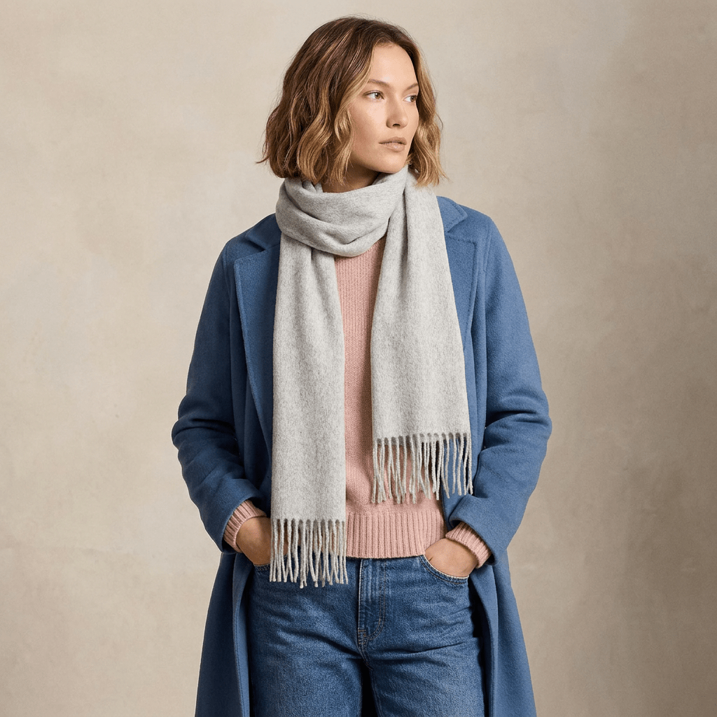 Edinburgh 100% Lambswool Scarf – Premium Soft Wool Wrap - Oyster Grey - Heritage Of Scotland -