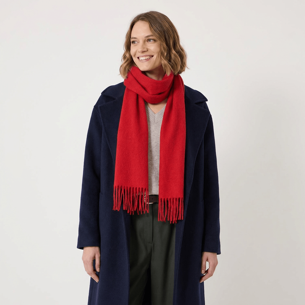 Edinburgh 100% Lambswool Scarf – Premium Soft Wool Wrap - Red Rouge - Heritage Of Scotland -