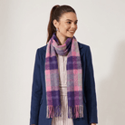 Edinburgh 100% Lambswool Scarf – Premium Soft Wool Wrap - Scarf Baird Check Fuschia - Heritage Of Scotland -