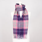 Edinburgh 100% Lambswool Scarf – Premium Soft Wool Wrap - Scarf Baird Check Fuschia - Heritage Of Scotland -