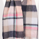 Edinburgh 100% Lambswool Scarf – Premium Soft Wool Wrap - Scarf Myriad Check - Navy,Peony and Aqua - Heritage Of Scotland -