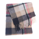 Edinburgh 100% Lambswool Scarf – Premium Soft Wool Wrap - Scarf Myriad Check - Navy,Peony and Aqua - Heritage Of Scotland -