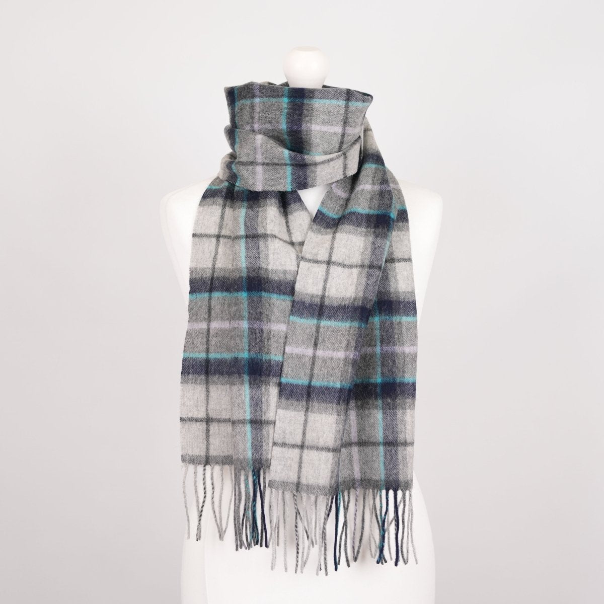 Edinburgh 100% Lambswool Scarf – Premium Soft Wool Wrap - Tweed Tartan Dover and Grey Check - Heritage Of Scotland -
