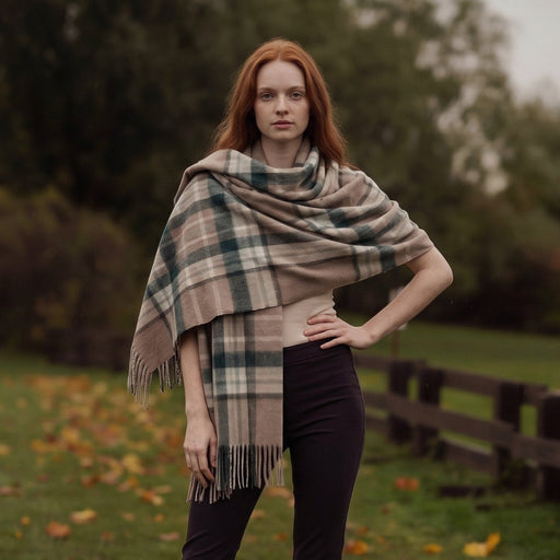 Edinburgh 100% Lambswool Stole Royal Stewart Vintage Pink - Heritage Of Scotland - 