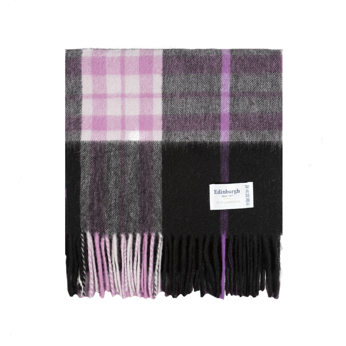 Edinburgh 100% Lambswool Tartan Scarf 3 Square Pink 3 Square Pink | He ...