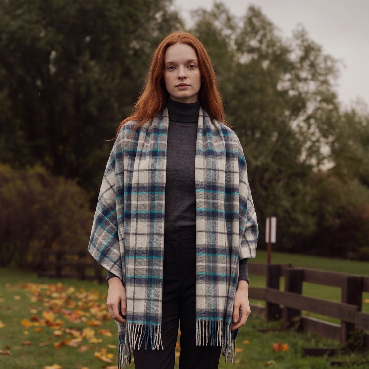 Edinburgh 100% Lambswool Tartan Stole – Soft Scottish Wrap Scarf - DOVE and GREY CHECK - Heritage Of Scotland -