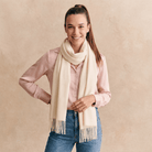 Edinburgh 100% Lambswool Wide Scarf - Premium Soft Wool Wrap - Edinburgh 100% Lambswool Wide Scarf – Premium Soft Wool Wrap - Plain Winter White - Heritage Of Scotland -