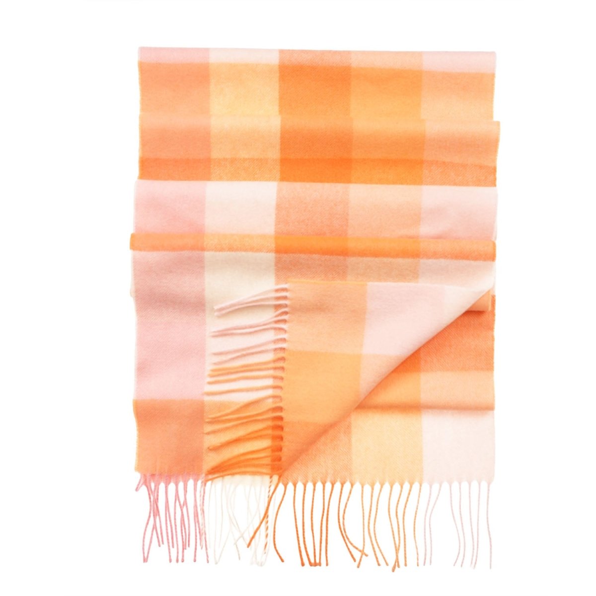 Edinburgh 100% Pure Cashmere Wide Scarf – Luxury Oversized Wrap - 5 Square Tartan Pink - Orange - Heritage Of Scotland -
