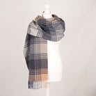 Edinburgh 100% Pure Cashmere Wide Scarf – Luxury Oversized Wrap - Broken Check - Navy and Camel - Heritage Of Scotland -