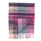 Edinburgh 100% Pure Cashmere Wide Scarf – Luxury Oversized Wrap - Broken Check - Orange - Pink - Denim - Heritage Of Scotland -