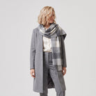 Edinburgh 100% Pure Cashmere Wide Scarf – Luxury Oversized Wrap - Scots Check - 5 SQUARE CHECK GREY / One Size - Heritage Of Scotland -