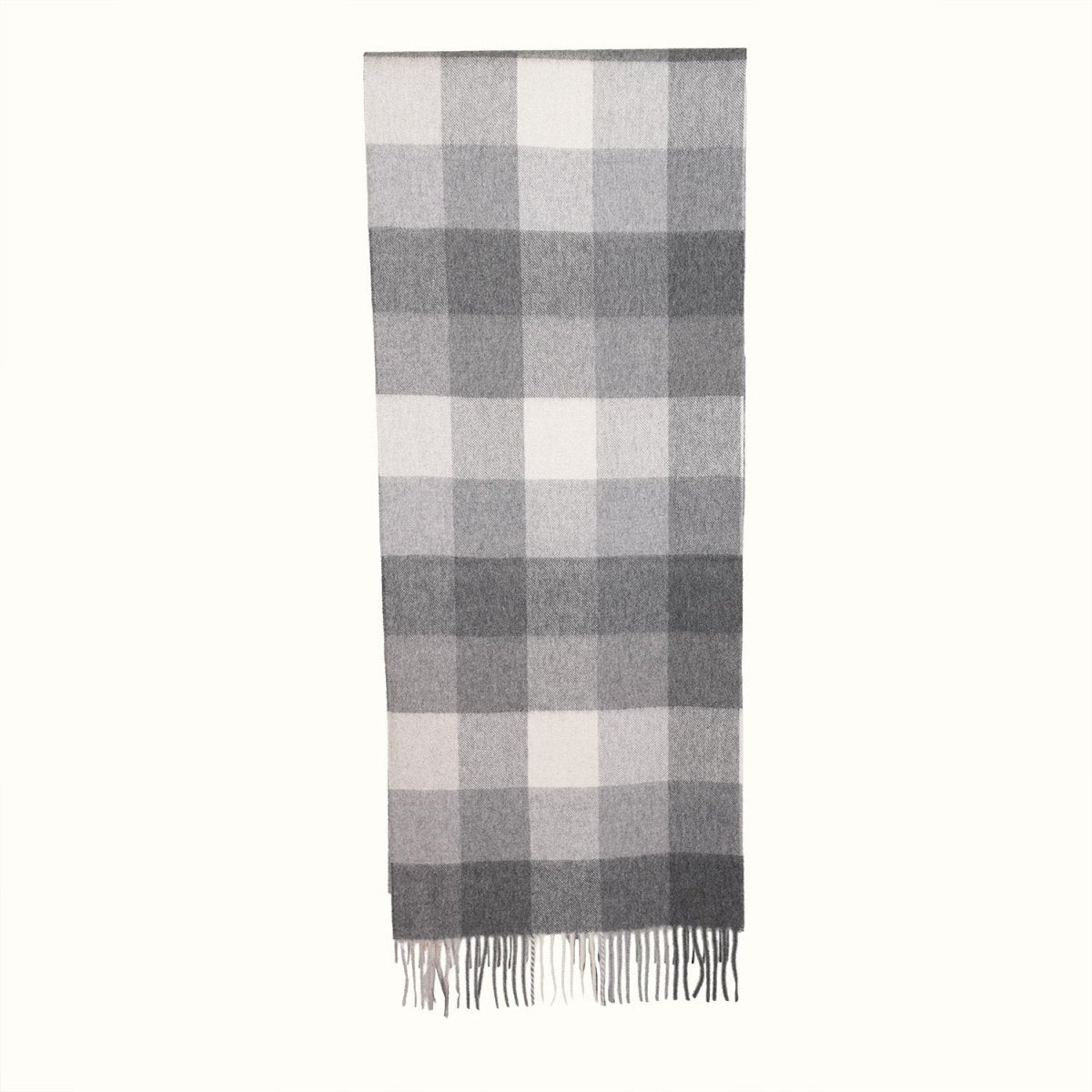 Edinburgh 100% Pure Cashmere Wide Scarf – Luxury Oversized Wrap - Scots Check - 5 SQUARE CHECK GREY / One Size - Heritage Of Scotland -