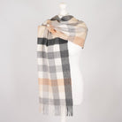 Edinburgh 100% Pure Cashmere Wide Scarf – Luxury Oversized Wrap - Scots Check - Giant Chequer Natural - Heritage Of Scotland -