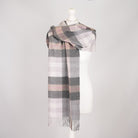 Edinburgh 100% Pure Cashmere Wide Scarf – Luxury Oversized Wrap - Scots Check - Light Blue and Orient Grey - Heritage Of Scotland -