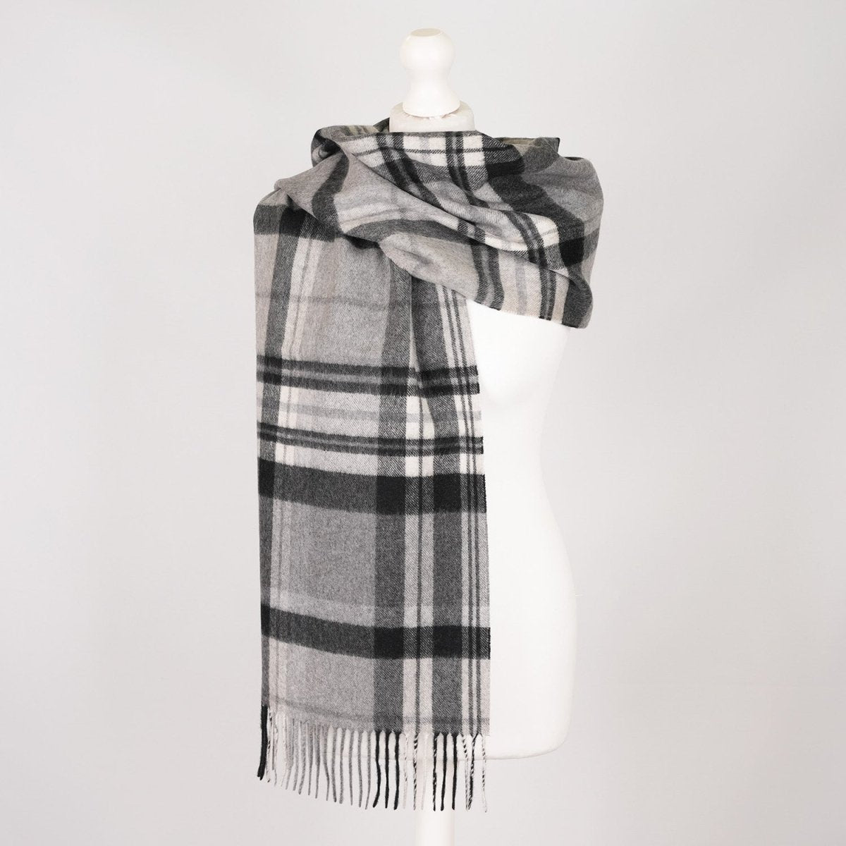 Edinburgh 100% Pure Cashmere Wide Scarf – Luxury Oversized Wrap - Scots Check - Molton Check Black - Heritage Of Scotland -
