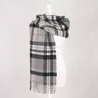 Edinburgh 100% Pure Cashmere Wide Scarf – Luxury Oversized Wrap - Scots Check - Molton Check Black - Heritage Of Scotland -