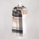 Edinburgh 100% Pure Cashmere Wide Scarf – Luxury Oversized Wrap - Scots Check - Molton Check Natural - Heritage Of Scotland -
