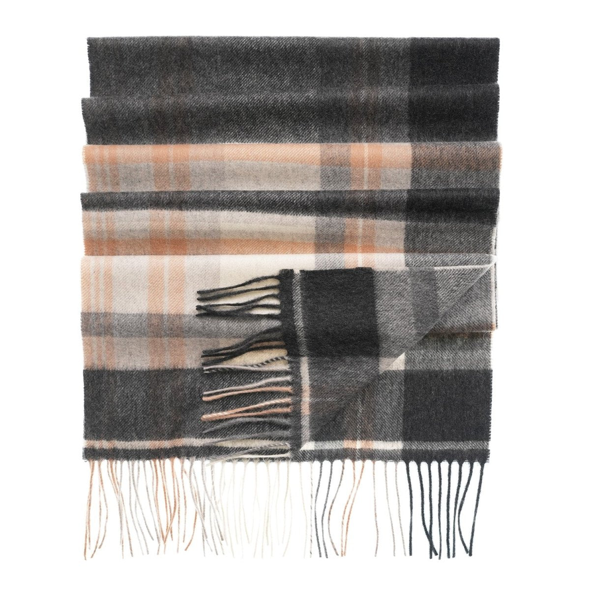 Edinburgh 100% Pure Cashmere Wide Scarf – Luxury Oversized Wrap - Scots Check - Molton Check Natural - Heritage Of Scotland -