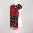 Edinburgh 100% Pure Cashmere Wide Scarf – Luxury Oversized Wrap - Scots Check - Stewart Royal - Heritage Of Scotland -